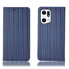 Coque Portefeuille Livre Cuir Etui Clapet H23P pour Oppo Find X5 5G Bleu