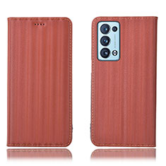 Coque Portefeuille Livre Cuir Etui Clapet H23P pour Oppo Reno6 Pro 5G Marron