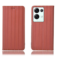 Coque Portefeuille Livre Cuir Etui Clapet H23P pour Oppo Reno8 Pro 5G Marron