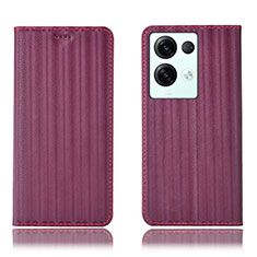 Coque Portefeuille Livre Cuir Etui Clapet H23P pour Oppo Reno8 Pro 5G Vin Rouge