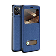 Coque Portefeuille Livre Cuir Etui Clapet H24 pour Apple iPhone 15 Bleu