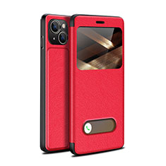 Coque Portefeuille Livre Cuir Etui Clapet H24 pour Apple iPhone 15 Rouge