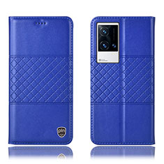 Coque Portefeuille Livre Cuir Etui Clapet H27P pour Vivo iQOO 8 5G Bleu