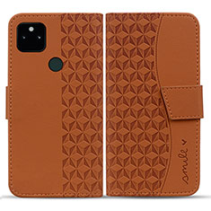 Coque Portefeuille Livre Cuir Etui Clapet HF1 pour Google Pixel 5a 5G Marron