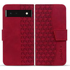 Coque Portefeuille Livre Cuir Etui Clapet HF1 pour Google Pixel 6 5G Rouge