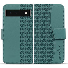 Coque Portefeuille Livre Cuir Etui Clapet HF1 pour Google Pixel 6 5G Vert