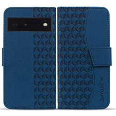 Coque Portefeuille Livre Cuir Etui Clapet HF1 pour Google Pixel 6a 5G Bleu