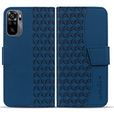 Coque Portefeuille Livre Cuir Etui Clapet HF1 pour Xiaomi Redmi Note 10 4G Bleu