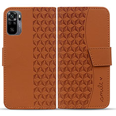 Coque Portefeuille Livre Cuir Etui Clapet HF1 pour Xiaomi Redmi Note 10 4G Marron