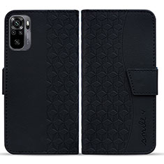 Coque Portefeuille Livre Cuir Etui Clapet HF1 pour Xiaomi Redmi Note 10 4G Noir