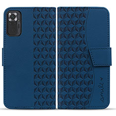 Coque Portefeuille Livre Cuir Etui Clapet HF1 pour Xiaomi Redmi Note 10 Pro 4G Bleu