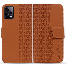 Coque Portefeuille Livre Cuir Etui Clapet HF1 pour Xiaomi Redmi Note 12 Explorer Marron