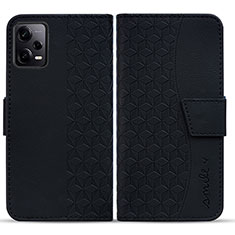 Coque Portefeuille Livre Cuir Etui Clapet HF1 pour Xiaomi Redmi Note 12 Pro+ Plus 5G Noir