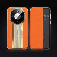 Coque Portefeuille Livre Cuir Etui Clapet JB2 pour Huawei Mate 60 Orange