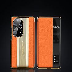 Coque Portefeuille Livre Cuir Etui Clapet JB2 pour Huawei P50 Orange