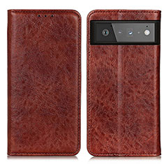 Coque Portefeuille Livre Cuir Etui Clapet K01Z pour Google Pixel 6 5G Marron