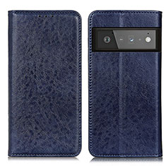 Coque Portefeuille Livre Cuir Etui Clapet K01Z pour Google Pixel 6 Pro 5G Bleu