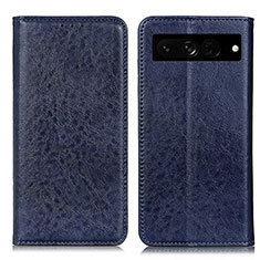 Coque Portefeuille Livre Cuir Etui Clapet K01Z pour Google Pixel 7 Pro 5G Bleu