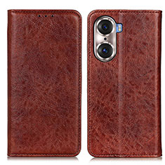 Coque Portefeuille Livre Cuir Etui Clapet K01Z pour Huawei Honor 60 5G Marron