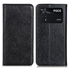 Coque Portefeuille Livre Cuir Etui Clapet K01Z pour Xiaomi Poco M4 Pro 4G Noir