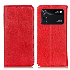 Coque Portefeuille Livre Cuir Etui Clapet K01Z pour Xiaomi Poco M4 Pro 4G Rouge