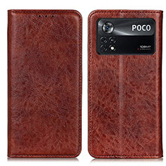 Coque Portefeuille Livre Cuir Etui Clapet K01Z pour Xiaomi Poco X4 Pro 5G Marron