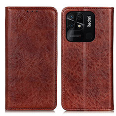 Coque Portefeuille Livre Cuir Etui Clapet K01Z pour Xiaomi Redmi 10 Power Marron