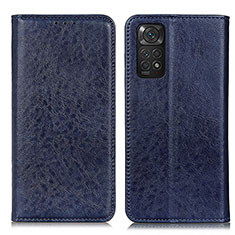 Coque Portefeuille Livre Cuir Etui Clapet K01Z pour Xiaomi Redmi Note 11 4G (2022) Bleu