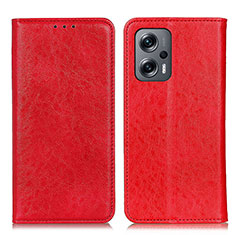 Coque Portefeuille Livre Cuir Etui Clapet K01Z pour Xiaomi Redmi Note 11T Pro+ Plus 5G Rouge