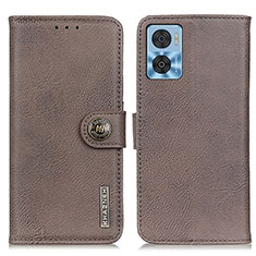 Coque Portefeuille Livre Cuir Etui Clapet K02Z pour Motorola Moto E22 Gris