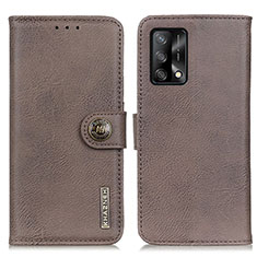 Coque Portefeuille Livre Cuir Etui Clapet K02Z pour Oppo F19 Gris