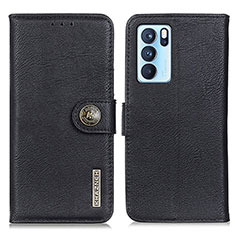 Coque Portefeuille Livre Cuir Etui Clapet K02Z pour Oppo Reno6 Pro 5G India Noir