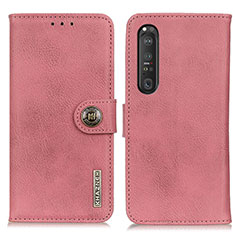 Coque Portefeuille Livre Cuir Etui Clapet K02Z pour Sony Xperia 1 III Rose