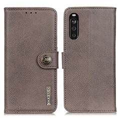 Coque Portefeuille Livre Cuir Etui Clapet K02Z pour Sony Xperia 10 III SO-52B Gris