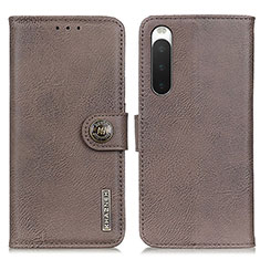 Coque Portefeuille Livre Cuir Etui Clapet K02Z pour Sony Xperia 10 IV Gris