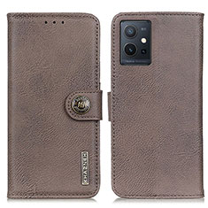 Coque Portefeuille Livre Cuir Etui Clapet K02Z pour Vivo T1 5G India Gris