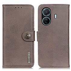 Coque Portefeuille Livre Cuir Etui Clapet K02Z pour Vivo T1 Pro 5G Gris