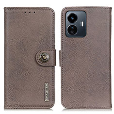 Coque Portefeuille Livre Cuir Etui Clapet K02Z pour Vivo Y77e 5G Gris