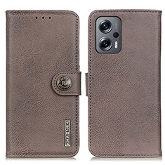 Coque Portefeuille Livre Cuir Etui Clapet K02Z pour Xiaomi Redmi Note 11T Pro 5G Gris