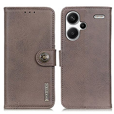 Coque Portefeuille Livre Cuir Etui Clapet K02Z pour Xiaomi Redmi Note 13 Pro+ Plus 5G Gris