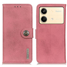 Coque Portefeuille Livre Cuir Etui Clapet K02Z pour Xiaomi Redmi Note 13R Pro 5G Rose