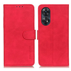 Coque Portefeuille Livre Cuir Etui Clapet K03Z pour Oppo Reno8 T 4G Rouge