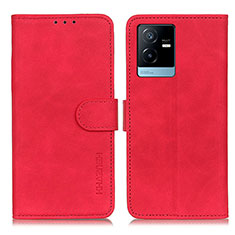 Coque Portefeuille Livre Cuir Etui Clapet K03Z pour Vivo iQOO Z6x Rouge