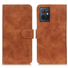 Coque Portefeuille Livre Cuir Etui Clapet K03Z pour Vivo T1 5G India Marron