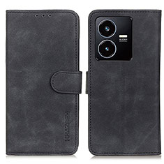 Coque Portefeuille Livre Cuir Etui Clapet K03Z pour Vivo Y22 Noir