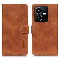 Coque Portefeuille Livre Cuir Etui Clapet K03Z pour Vivo Y22s Marron