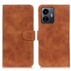 Coque Portefeuille Livre Cuir Etui Clapet K03Z pour Vivo Y77e t1 Marron