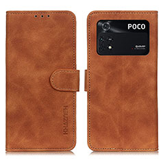 Coque Portefeuille Livre Cuir Etui Clapet K03Z pour Xiaomi Poco M4 Pro 4G Marron