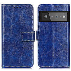 Coque Portefeuille Livre Cuir Etui Clapet K04Z pour Google Pixel 6 Pro 5G Bleu