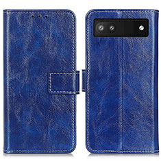 Coque Portefeuille Livre Cuir Etui Clapet K04Z pour Google Pixel 6a 5G Bleu